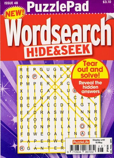 Puzzlelife Puzzlepad Wordsearch Hide &amp; Seek Magazine