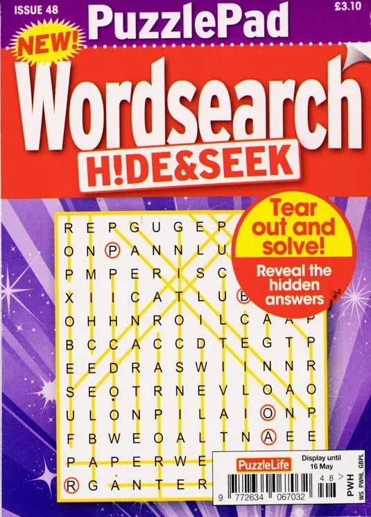 Puzzlelife Puzzlepad Wordsearch Hide & Seek Magazine